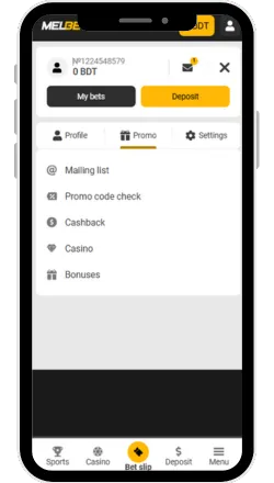 Melbet Navigations Menu